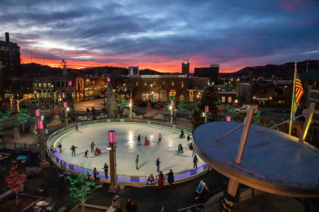 Main Street Square in Rapid City is home to an ice rink in winter.