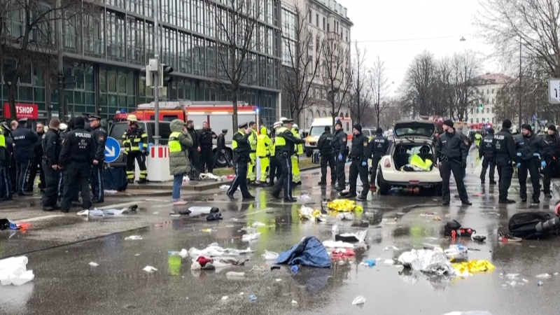 Video: Belongings strewn on ground after car drives through crowd in Munich