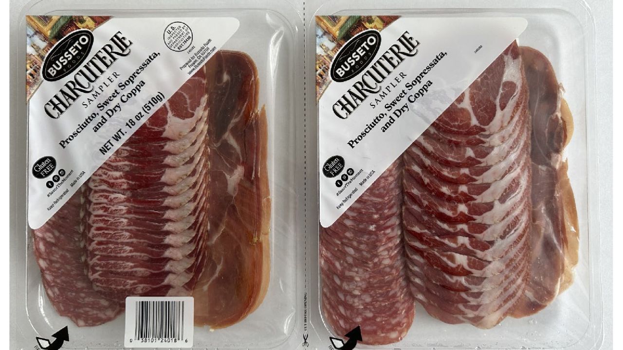 Product: Busseto-brand Charcuterie Prosciuto, Sweet Sopressata, and Dry Coppa, 18-oz. (510g), Lot # L075330300 Used by 4/27/24.
