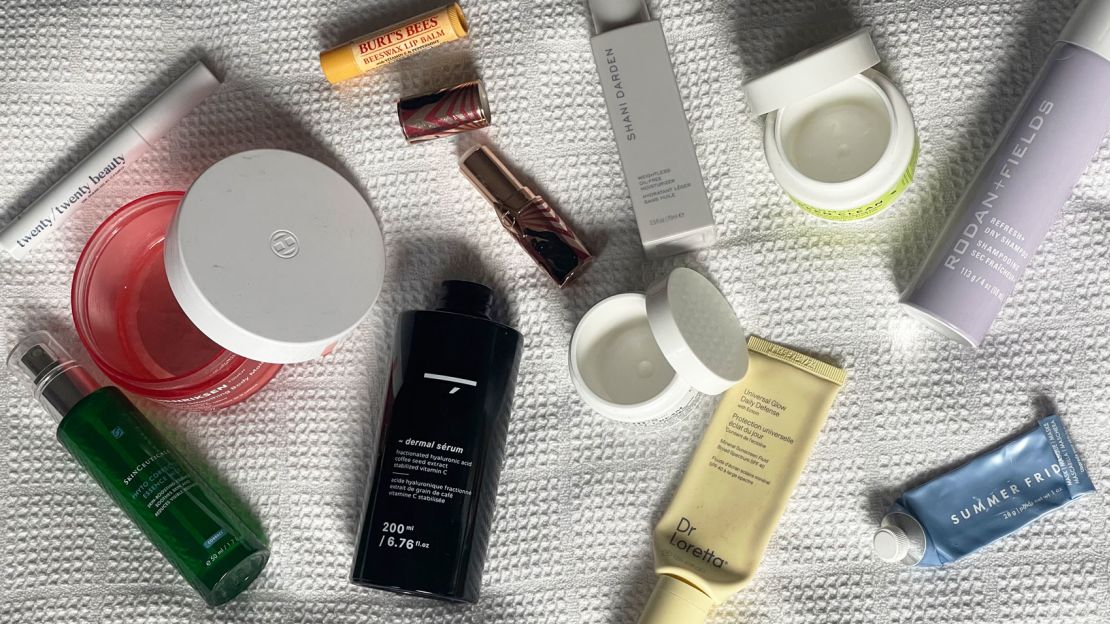An assortment of empty beauty products accepted by programs like Pact Collective and Terracycle, but not easily recycled through municipal channels.