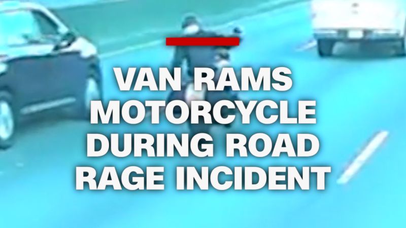 Van rams motorcycle during road rage incident