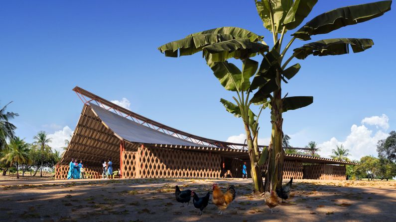 A rendering of the Hassell-designed community hall planned for Hope Village, a community project in Tanzania that will use 3D printing for its walls. 3D-printed architecture is rising up around the world. <em>Scroll through the gallery to learn more.</em>