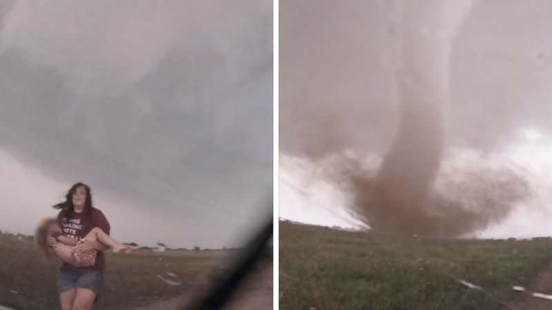 'Oh my gosh, there's people:' storm chaser stumbles upon family who survived tornado 