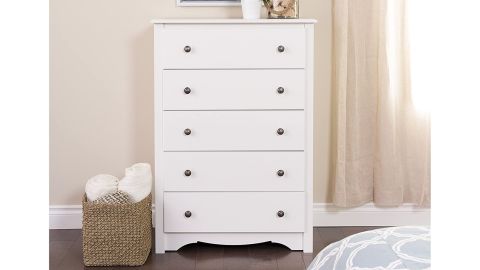 Prepac white Monterey 5-drawer chest 