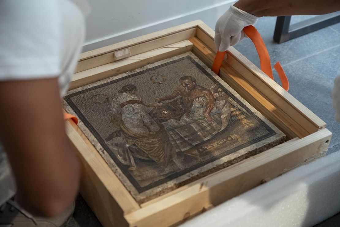 The mosaic may have decorated the floor of a bedroom in a Roman villa.