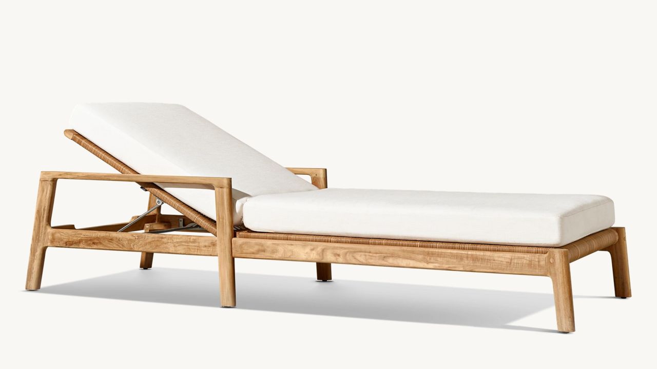 Restoration Hardware Mesa Teak Chaise in natural teak