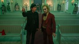 Director TIM BURTON and MICHAEL KEATON on the set of Warner Bros. Pictures’ comedy, “BEETLEJUICE BEETLEJUICE,”