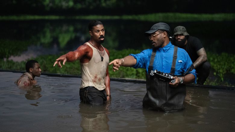 (From left) Michael B. Jordan and Ryan Coogler on the set of 'Sinners.'