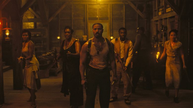 Jayme Lawson as Pearline, Wunmi Mosaku as Annie, Michael B. Jordan as Smoke, Miles Caton as Sammie Moore, and Li Jun Li as Grace Chow, in Warner Bros. Pictures’ “SINNERS.”