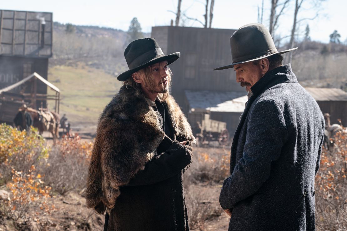 Jamie Campbell Bower and Kevin Costner in "Horizon: An American Saga - Chapter 1."