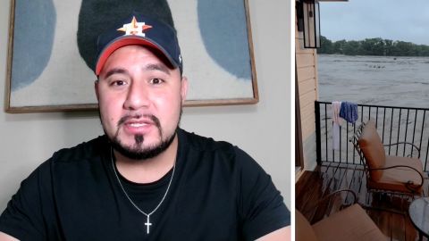 Ricky Gonzalez and a dozen friends were staying at an Airbnb when one of them were awoken by their dog pawing at the door. When they opened the curtain, one of their vehicles was already being swept away.