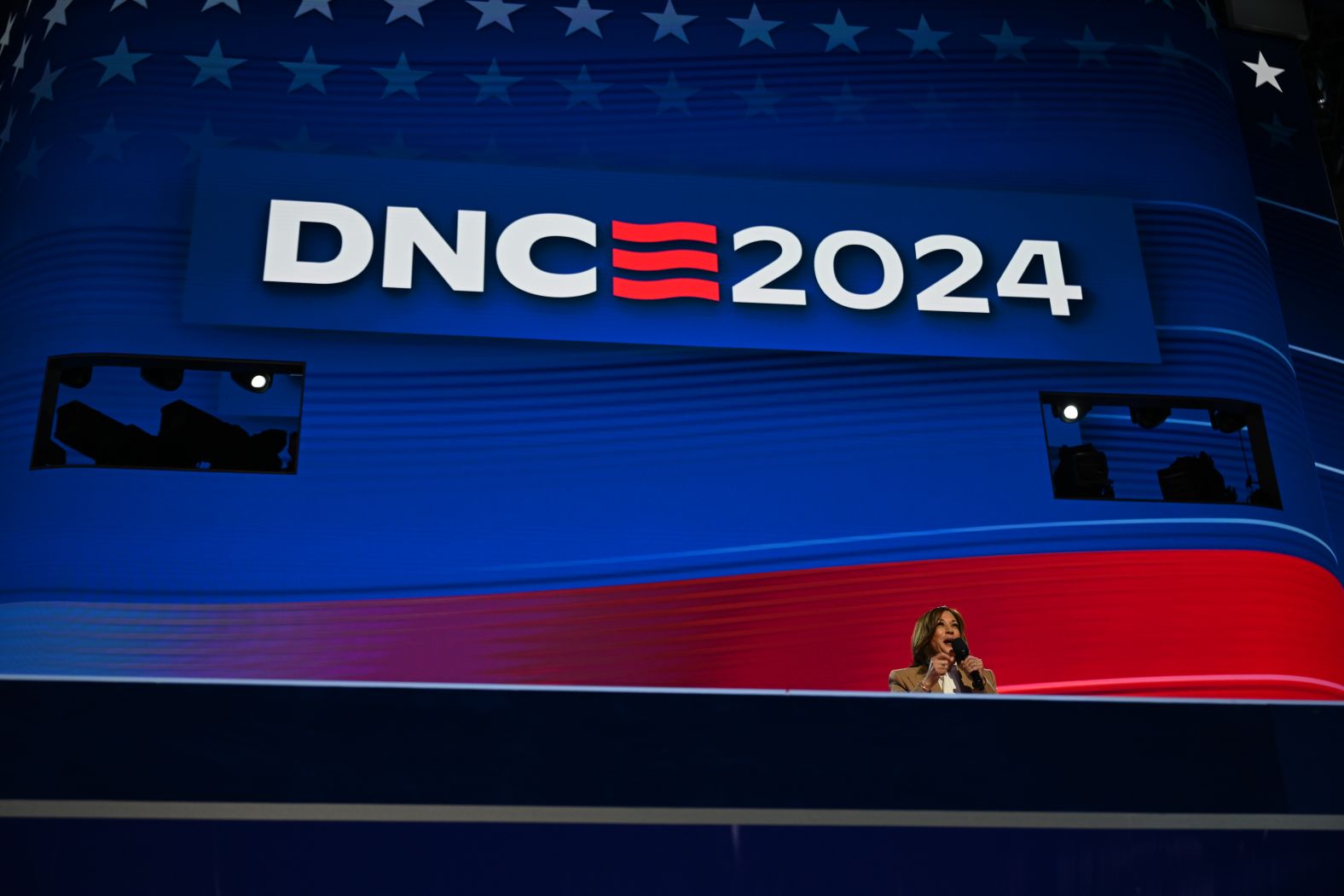 In her first convention remarks on Monday, <a href="https://www.cnn.com/politics/live-news/dnc-democratic-national-convention-08-19-24#h_9922af6111499137f17e6897e0045ea5">Harris thanked President Biden</a> for his "historic leadership." Looking toward November, she said people from all backgrounds will “come together and declare with one voice, as one people: We are moving forward.”