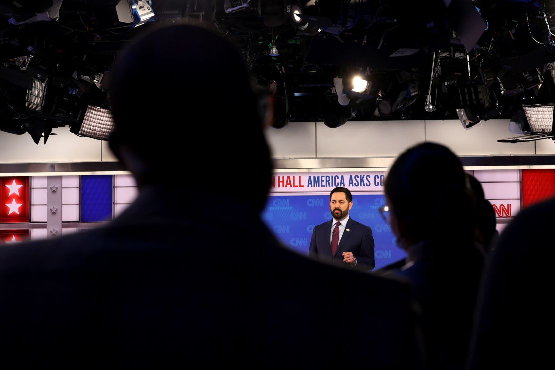 Rep. Mike Lawler speaks during a CNN Town Hall moderated by CNN’s Jake Tapper and Kaitlan Collins on April 10, in Washington, DC.