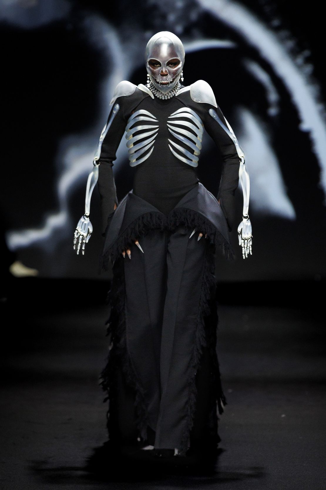 Skull masks were a morbid conclusion to Robert Wun's sartorial musing on the lifecycle.