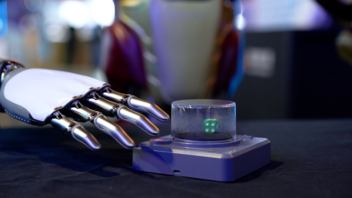 AlphaBot2 plays dice at Beyond Expo in Macao in May 2025.