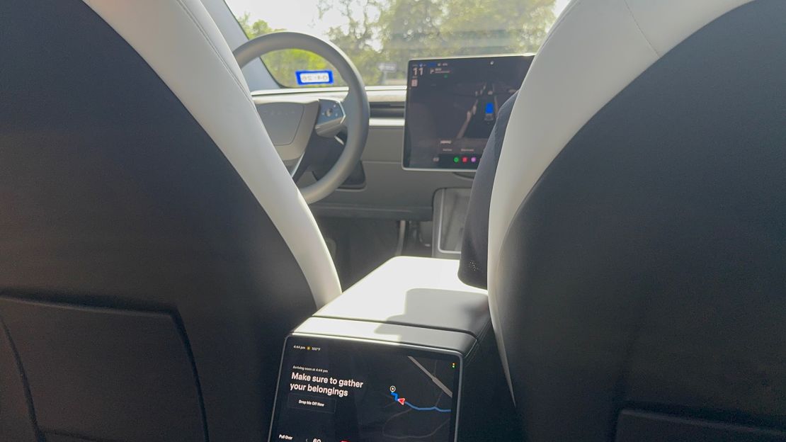 Inside a robotaxi.