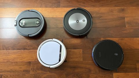 Our four recommended robots on a hardwood floor