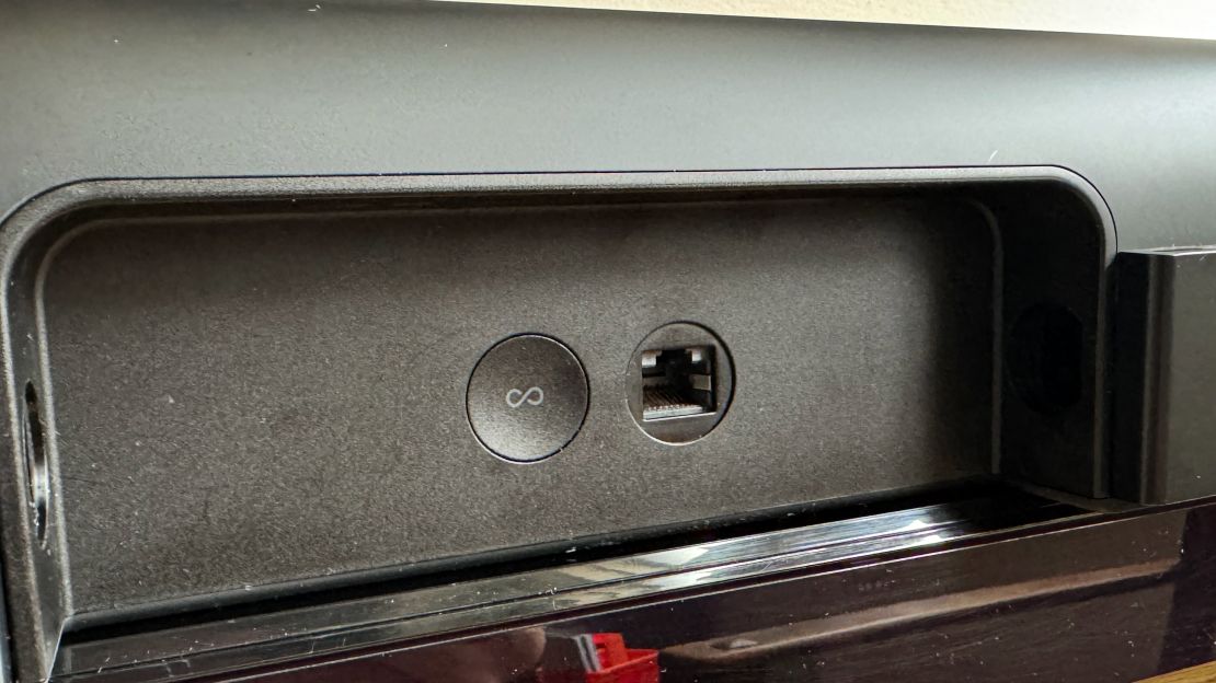 A closeup of the Sonos beam’s ports reveals an Ethernet port.