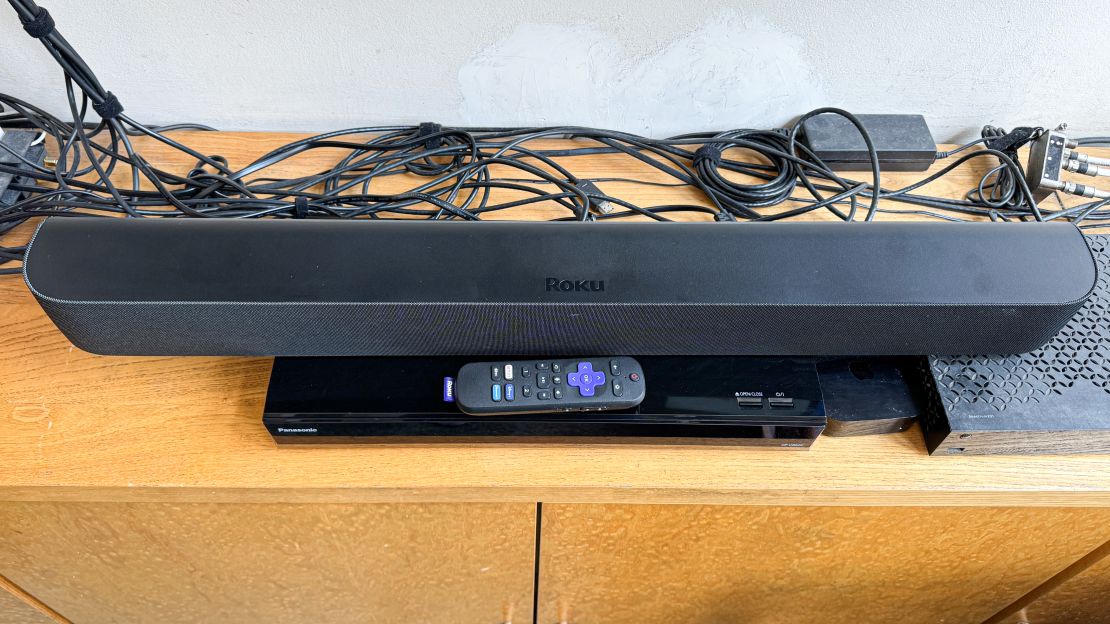 The Roku Streambar Pro with its remote.