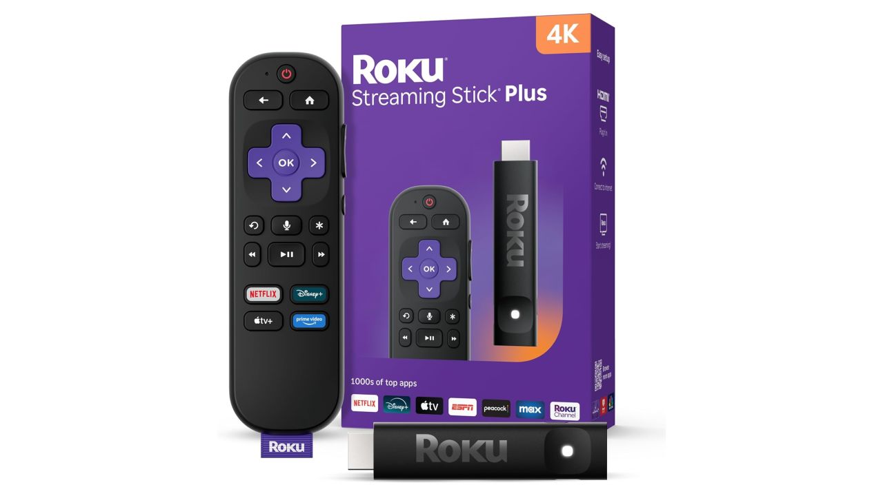 The Roku Streaming Stick Plus with box and remote