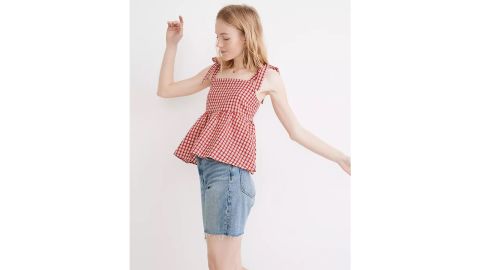 Madewell Rosalie Tie-Strap Top in Seersucker Check