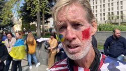 TOPSHOT - This screengrab taken from AFPTV on September 16, 2024 shows Ryan Wesley Routh speaking during an interview at a rally to urge foreign leaders and international organisations to help provide humanitarian corridors for the evacuation of civilians and Ukrainian servicemen from Mariupol in central Kyiv on April 27, 2022, amid Russia's invasion of Ukraine. US media said it was Routh, 58, who was arrested after US Secret Service agents "opened fire on a gunman" carrying an AK-47 style rifle near the boundary of Donald Trump's Florida golf course where the former president was golfing on September 15, 2024. (Photo by Nicolas GARCIA / AFPTV / AFP) (Photo by NICOLAS GARCIA/AFPTV/AFP via Getty Images)