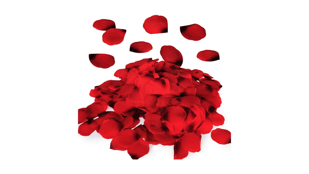 A pile of red rose petals.
