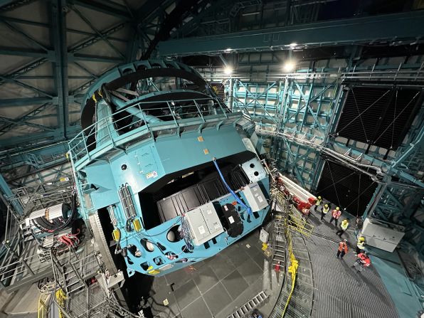 The telescope is housed in a facility that is 10 stories high and has an enclosure at its base with a 30-meter (98-foot) diameter.