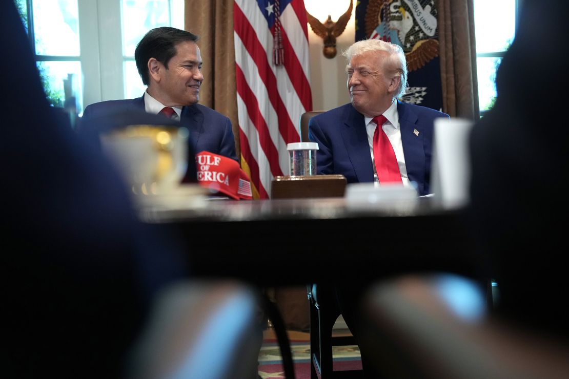 Rubio and Trump attend a Cabinet meeting at the White House on April 30.
