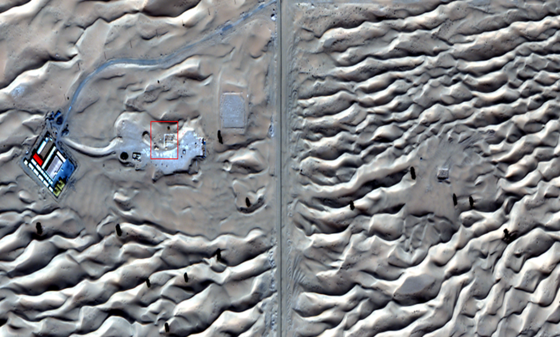 A satellite view of the Saruq al-Hadid site showing the western zone that was under excavation and the eastern zone which is not excavated yet.