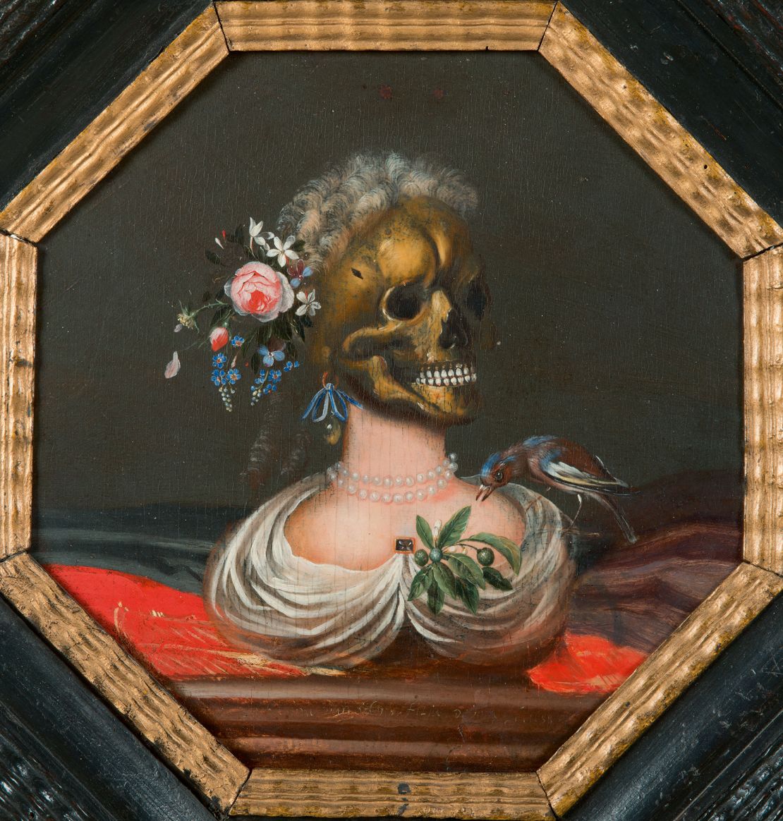 A newfound pigment binding technique utilizing linseed oil allowed painters of the era to create more intricate replicas of lushly embroidered fabrics and bucolic dinner tables. Pictured above, the artist Catarina Ykens II's 1688 portrait, "Vanitas Bust of a Lady." 