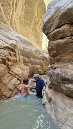 <strong>Wading in:</strong> At times, visitors need to wade through waters that come over their waist to navigate the canyon.