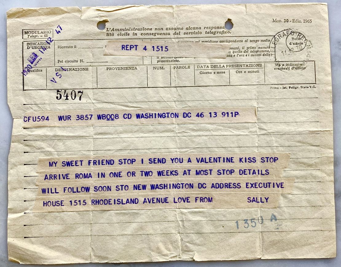 This is the telegram Sally sent Stefano before arriving in Rome.