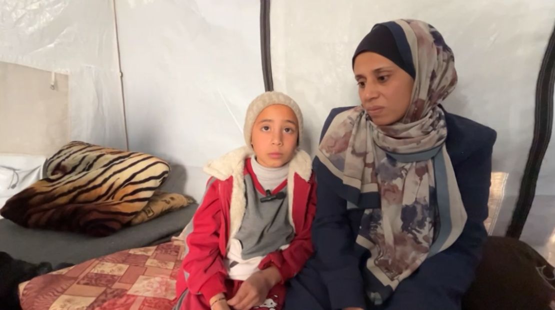 After the ceasefire was announced in January, Sama Tubail and her mother remain in the same displacement camp in Khan Younis