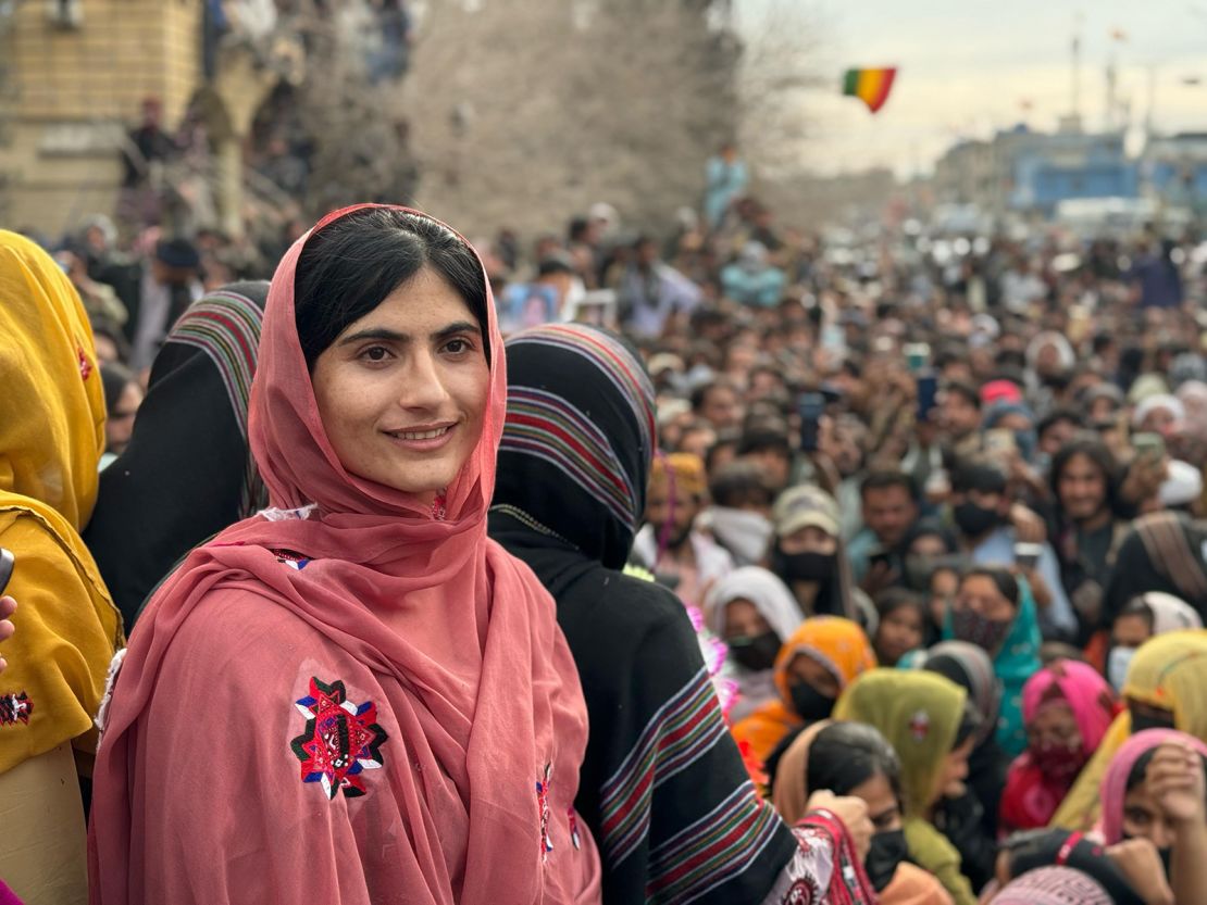 Activist Sammi Deen Baloch participates in a protest in Quetta, Pakistan.