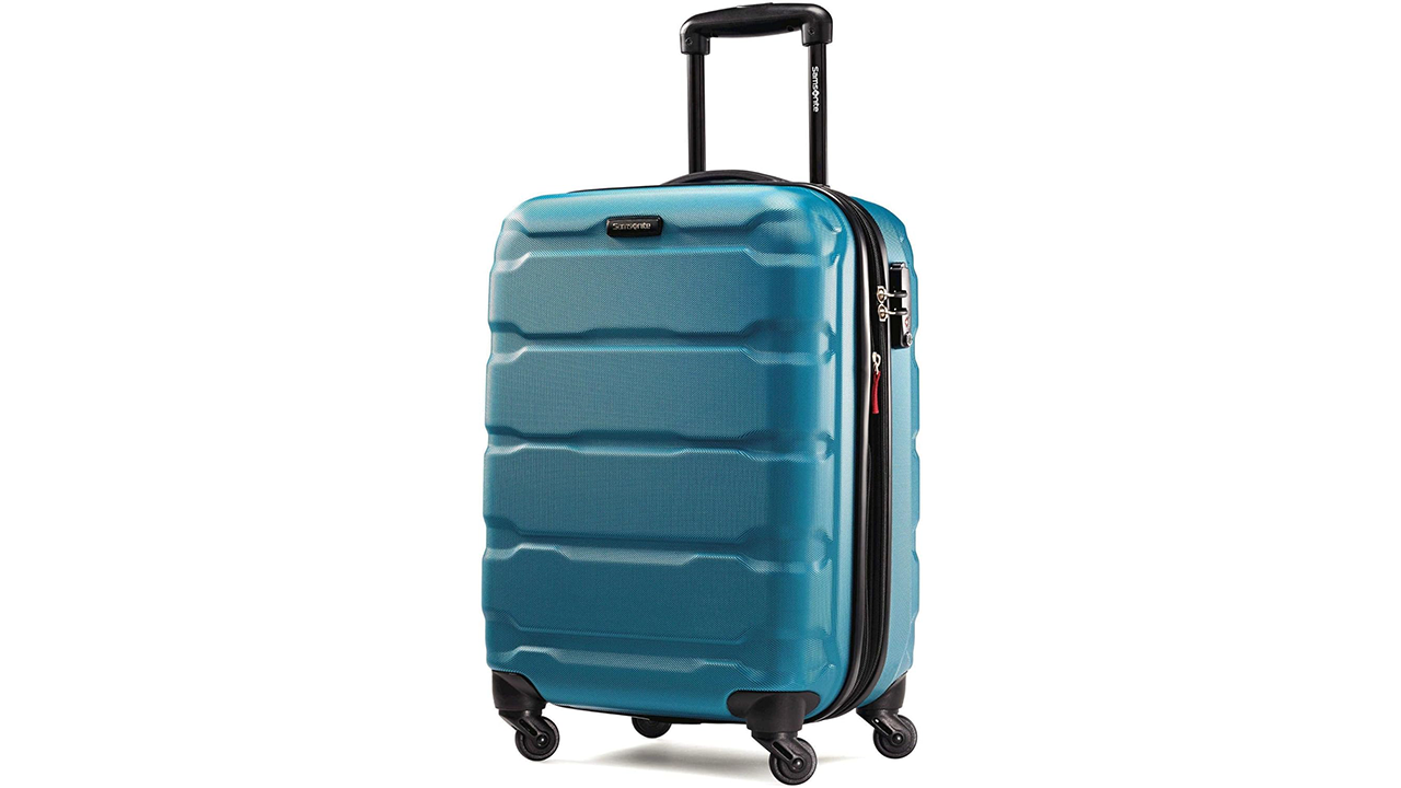 Samsonite Omni PC Hardside Expandable Luggage with Spinner Wheels, Carry-On 20-Inch, Caribbean Blue stock photo