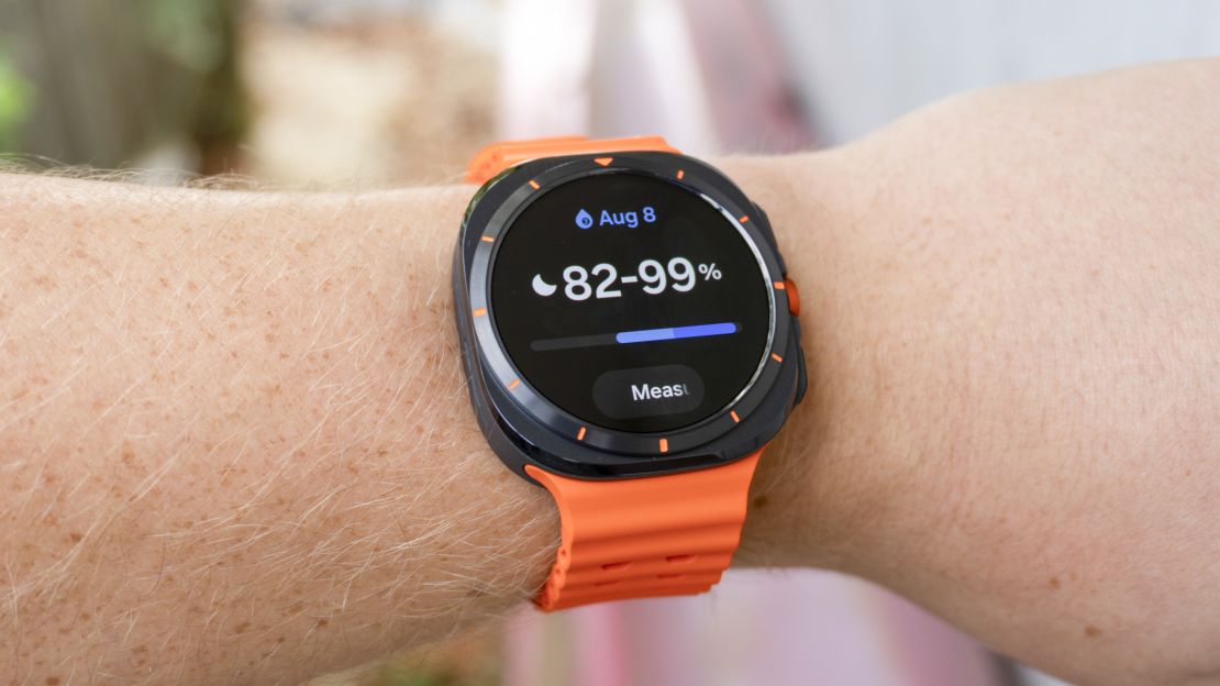 Orange Samsung Galaxy Watch Ultra showing sleep measurement.