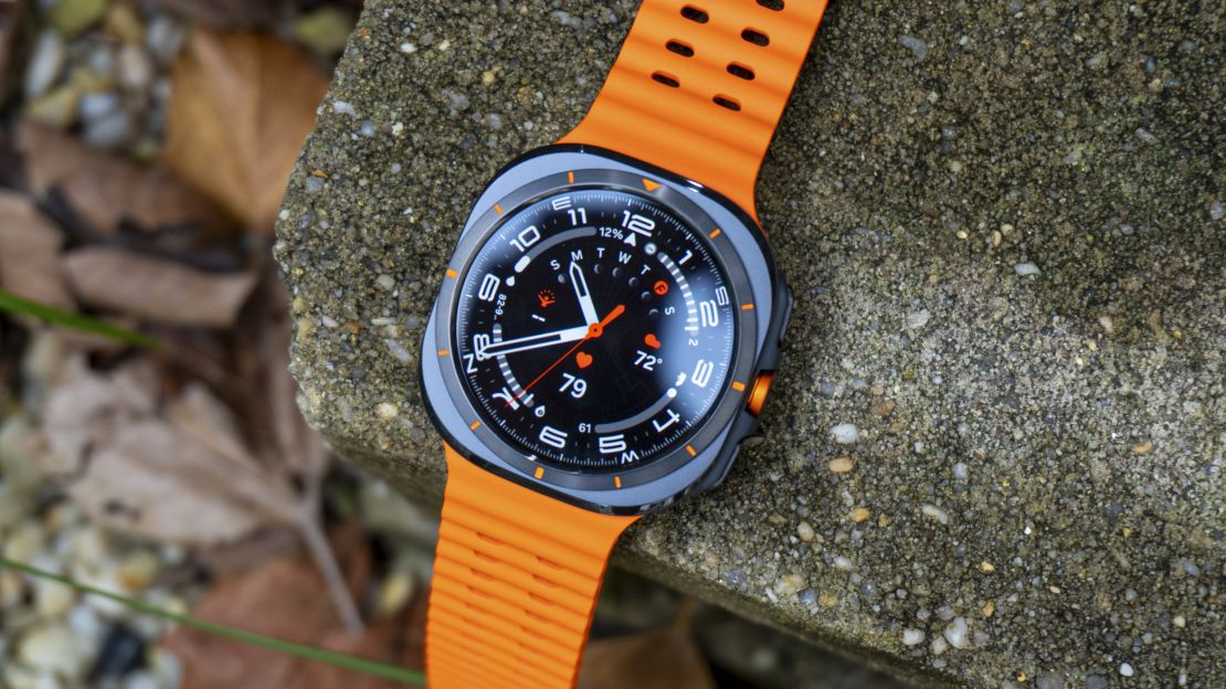 Samsung Galaxy Watch Ultra with orange band.