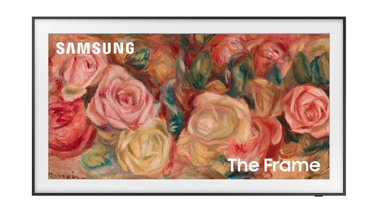 A painting of flowers displays on Samsung's The Frame TV.