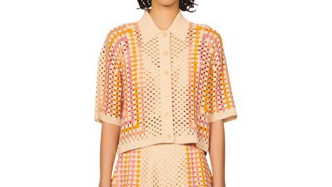 Sandro Sacramento Crochet Button-Up Sweater