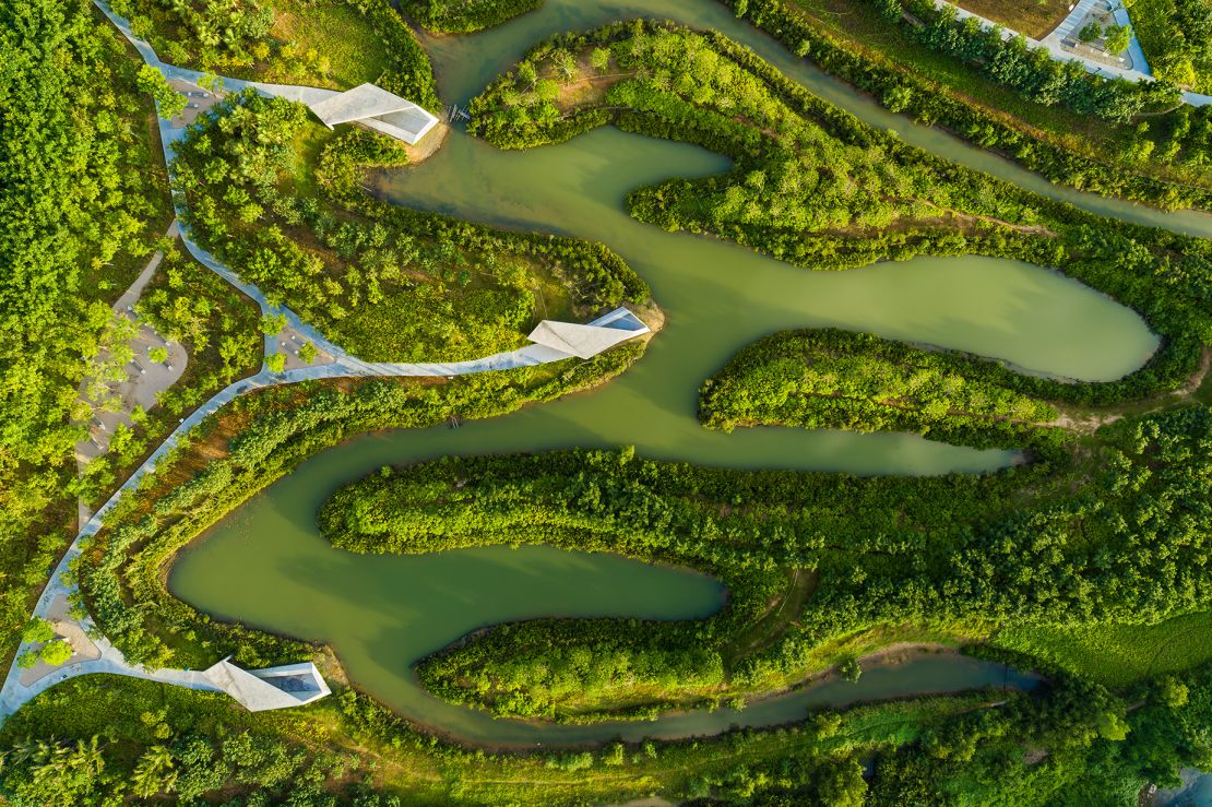 A birds-eye view of the Sanya Mangrove Park in China's island province, Hainan.