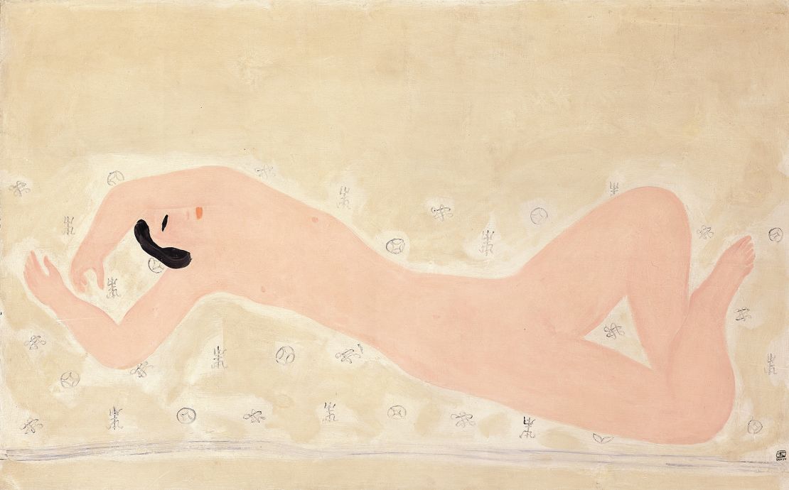 "Reclining Pink Nude with Raised Arms," by Chinese artist Sanyu, features in a new exhibition about the experiences of Asian artists in Paris.