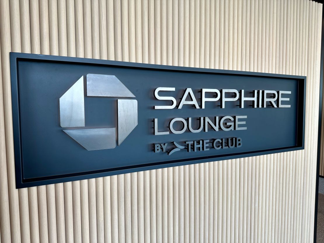 Chase Sapphire Lounge sign in Boston Logan International Airport.