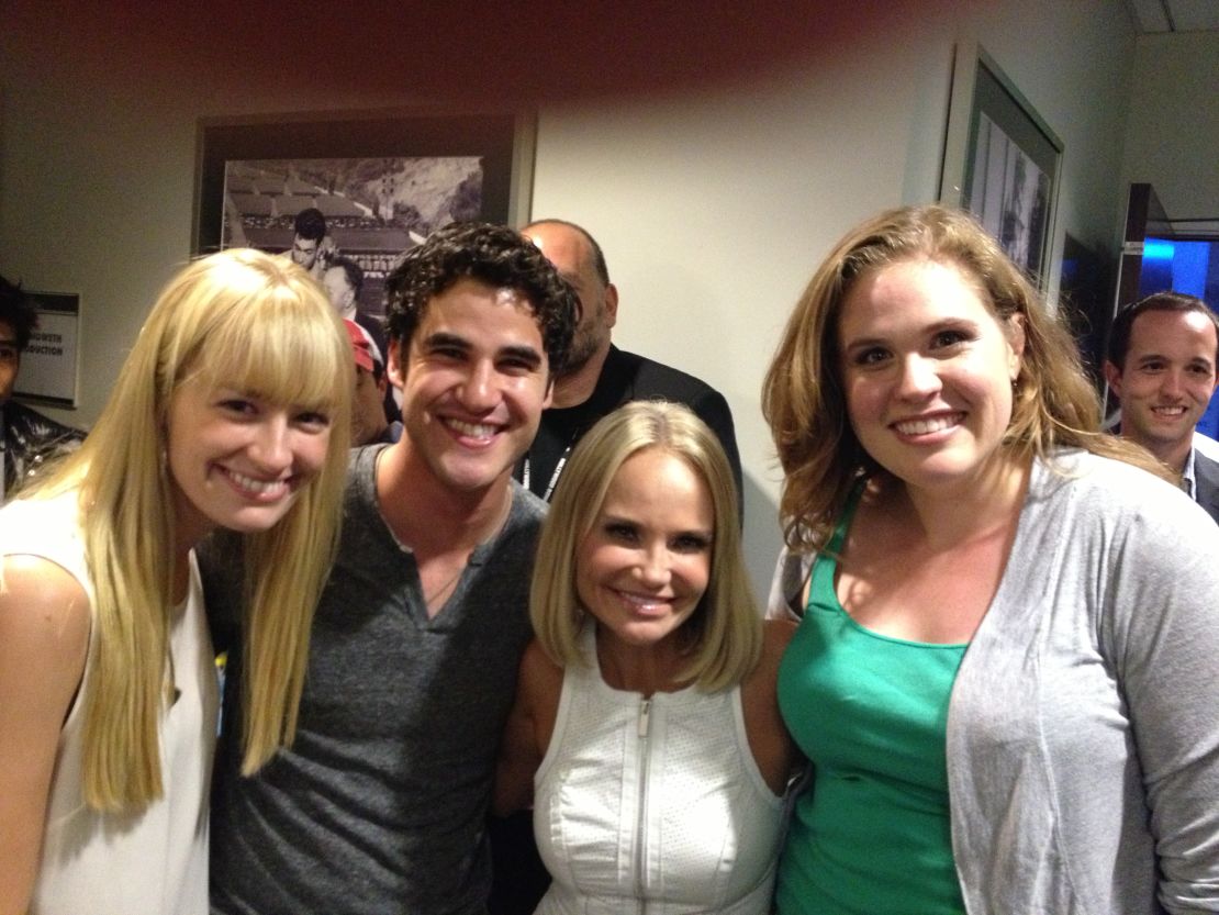 (From left) Beth Behrs, Darren Criss, Kristin Chenoweth and Sarah Horn at the Hollywood Bowl in 2013.