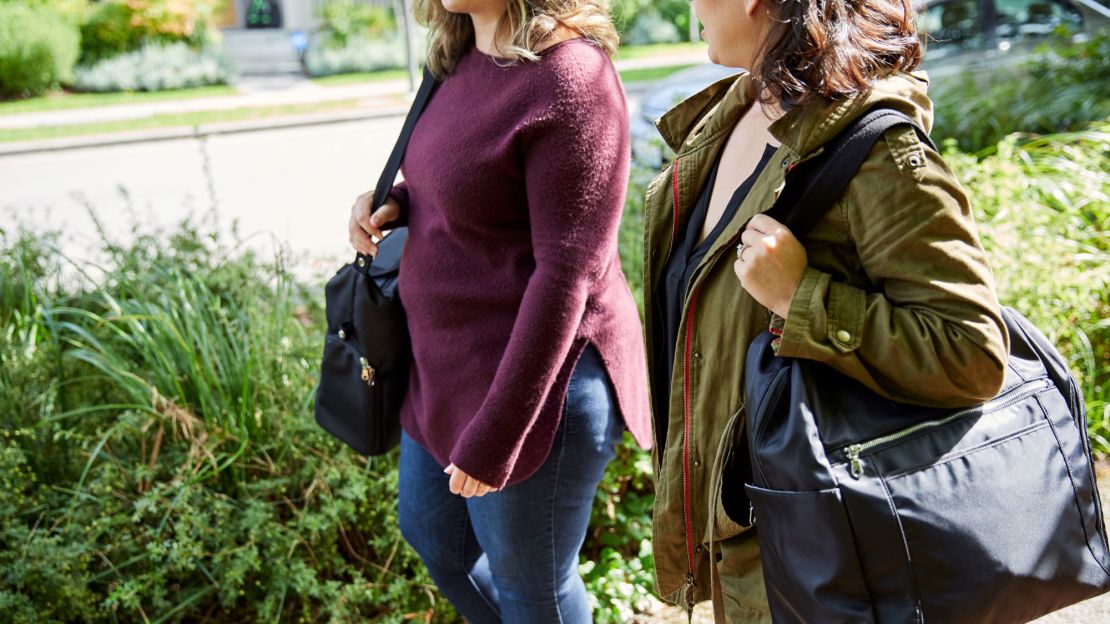 The Lizzy breast pump tote, left, and the Kelly breast pump convertible tote/backpack from Sarah Wells' brand are displayed.