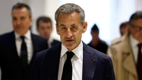 Former French President Nicolas Sarkozy arrives on the first day of his trial in Paris, January 6, 2025.