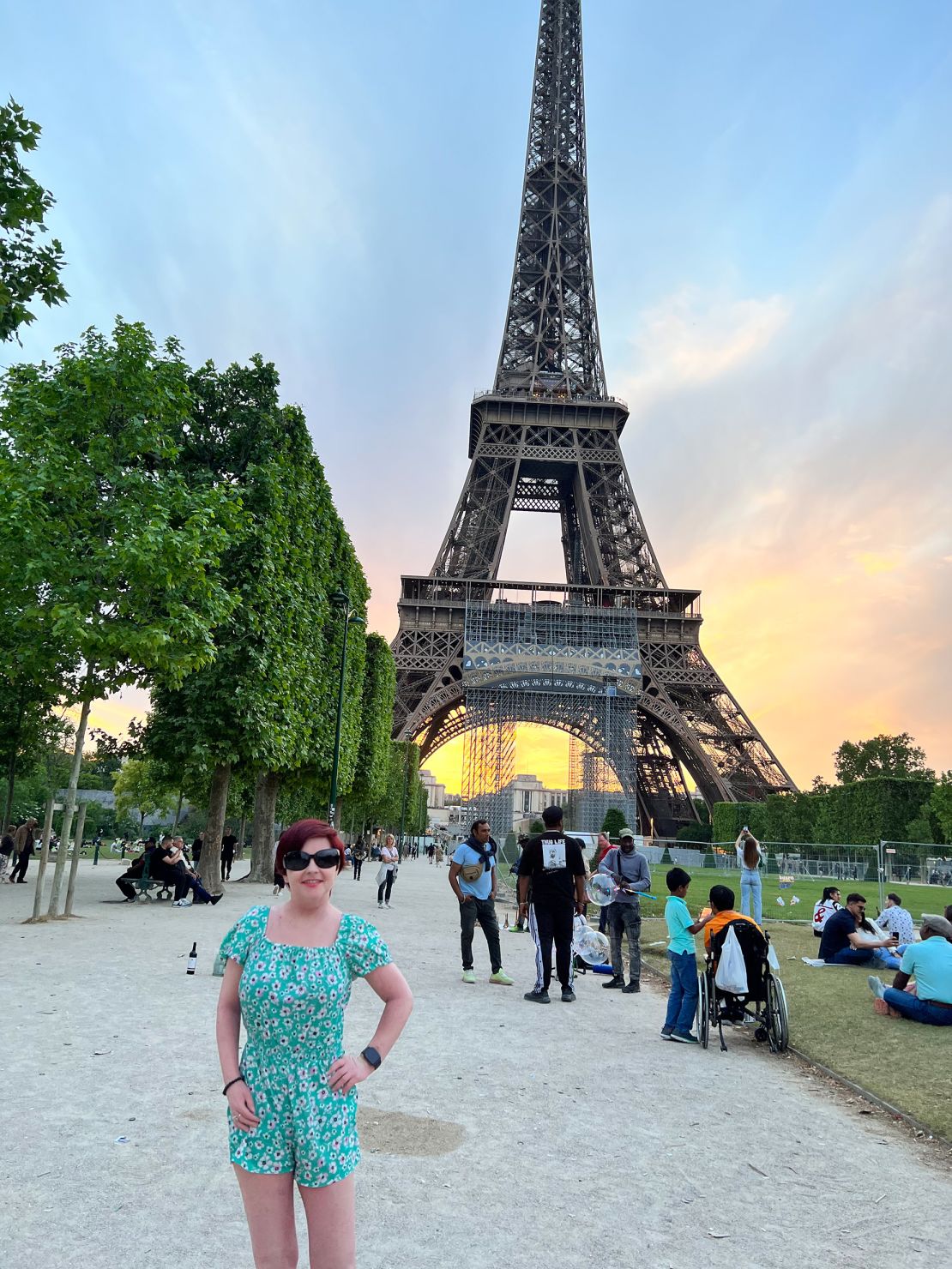 Sassy Wyatt poses by the Eiffel Tower in Paris, France.