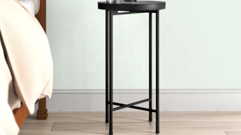 Mistana Alvis Iron Tray Top Cross-Legs End Table