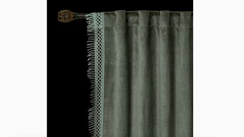 Light Filtering Velvet Macrame Trim Window Curtain Panel