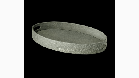 Large Oval Leather Shagreen Tray